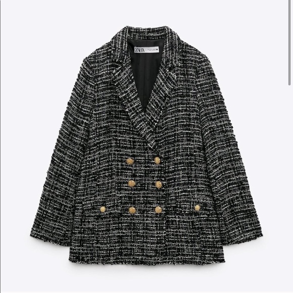 Zara double breasted textured blazer - Picture 3 of 5